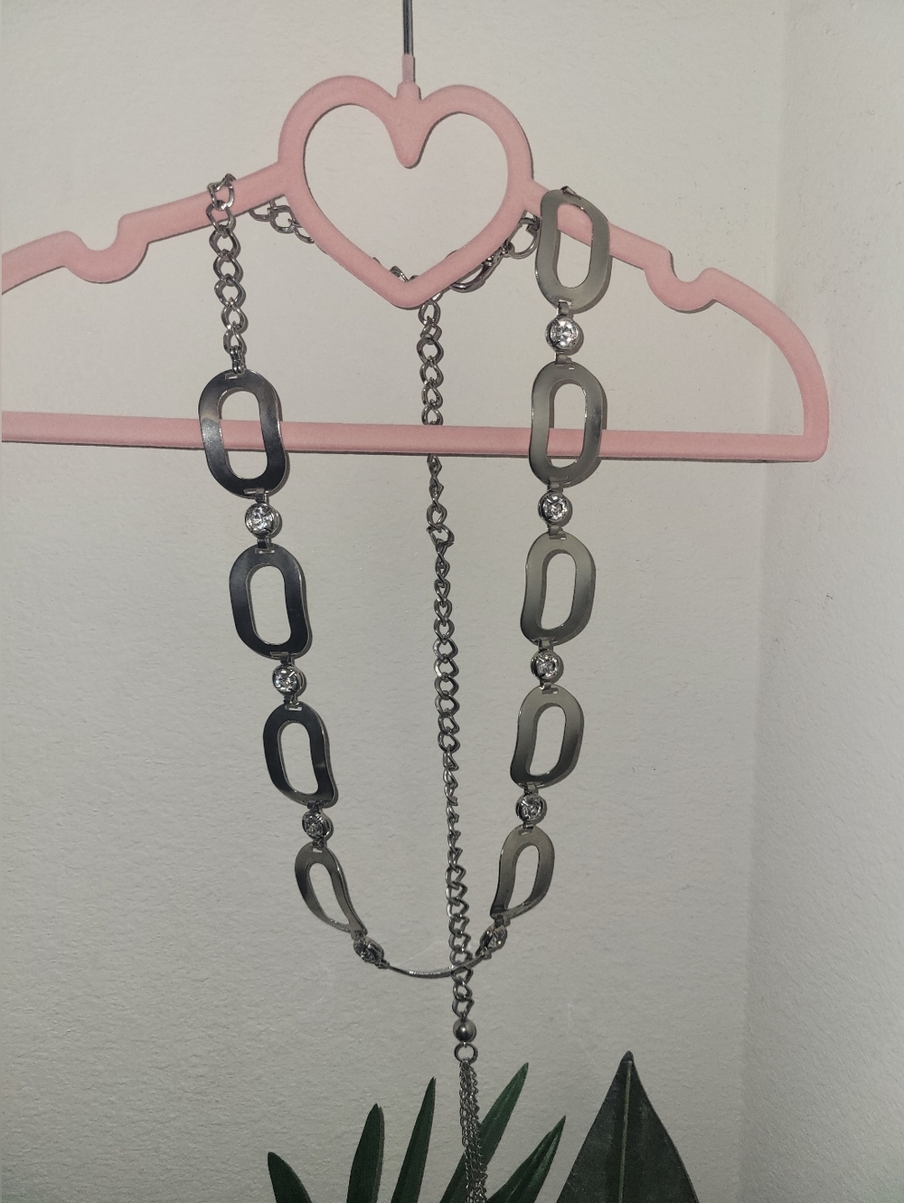 Silver Tone Rhinestone Chain Waist  Belt Y2k